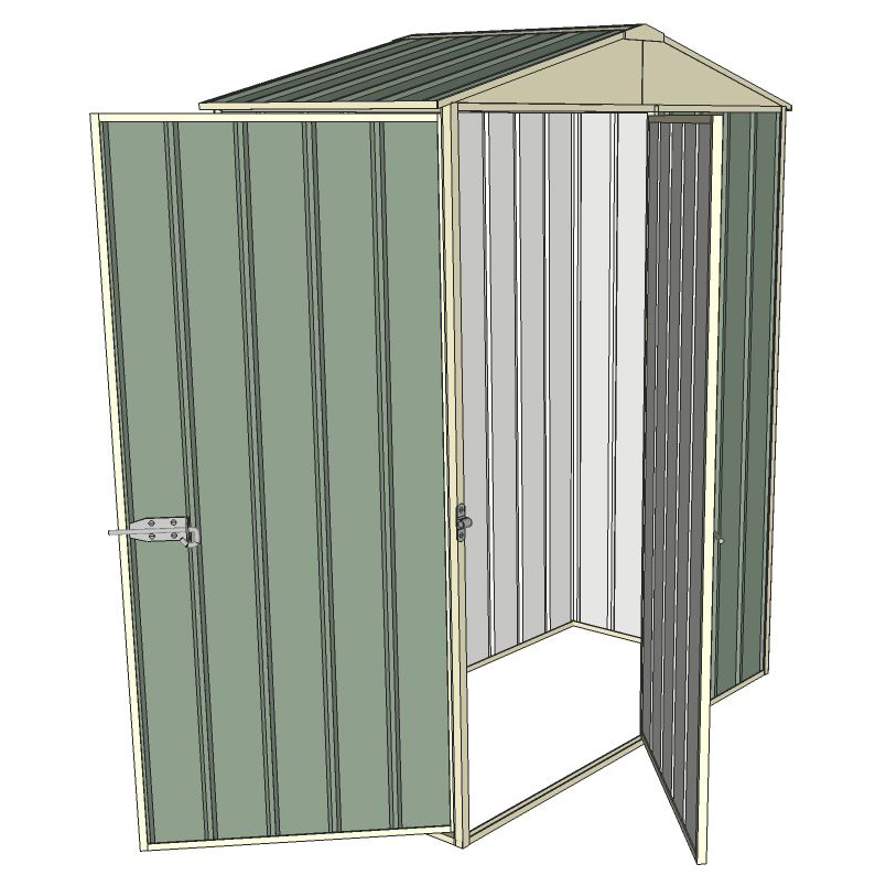 Garden shed gable 1.5x0.8m 1 hinged door + 1 hinged door green