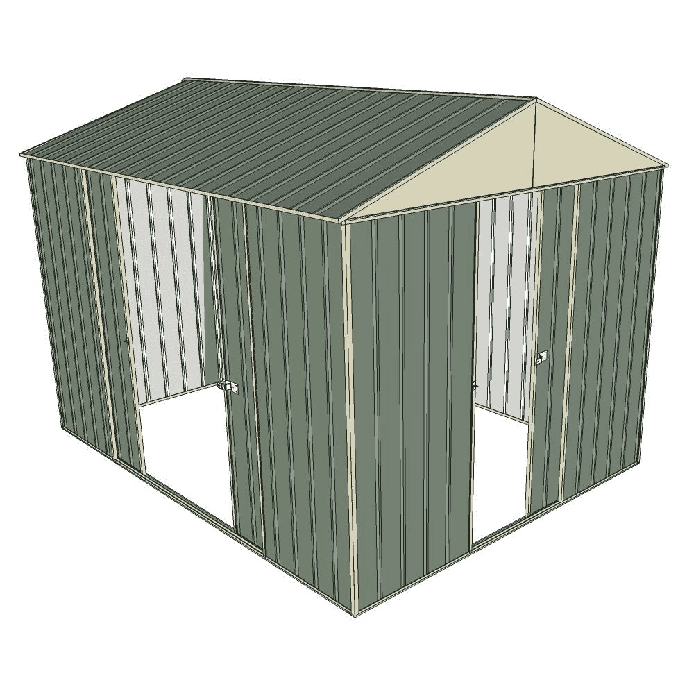 Garden Shed Gable 2 3x3 0m 1 Sliding Door 2 Sliding Green