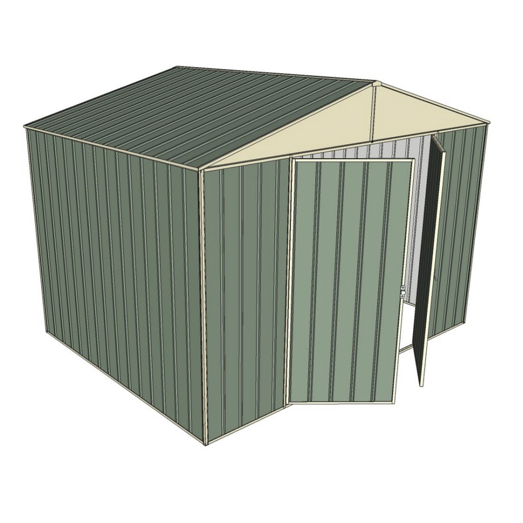 Garden shed gable 3.0x2.3m double hinged door green