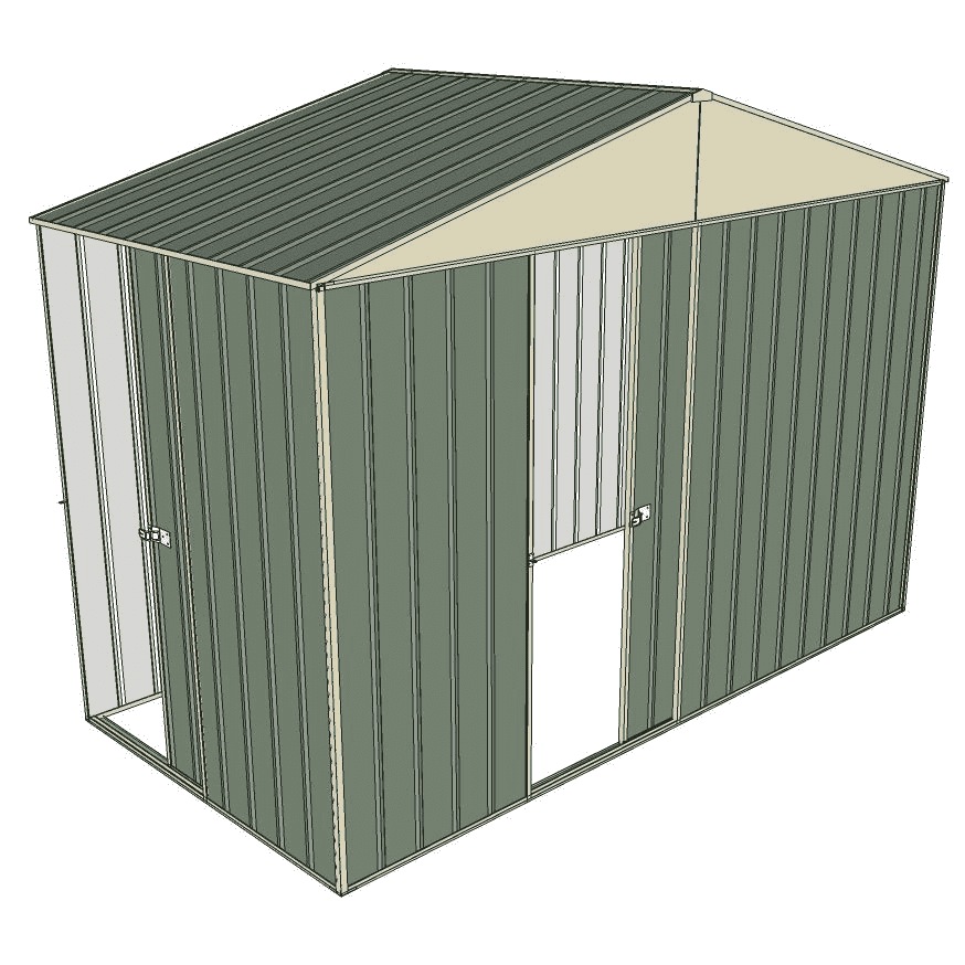 Garden shed gable 3.0x1.5m 1 sliding door + 1 sliding door green