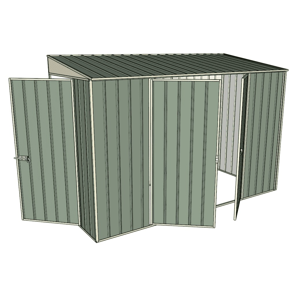 Garden Shed 1 2 X 3 0 X 2 0m Skillion Double Hinged Side Doors